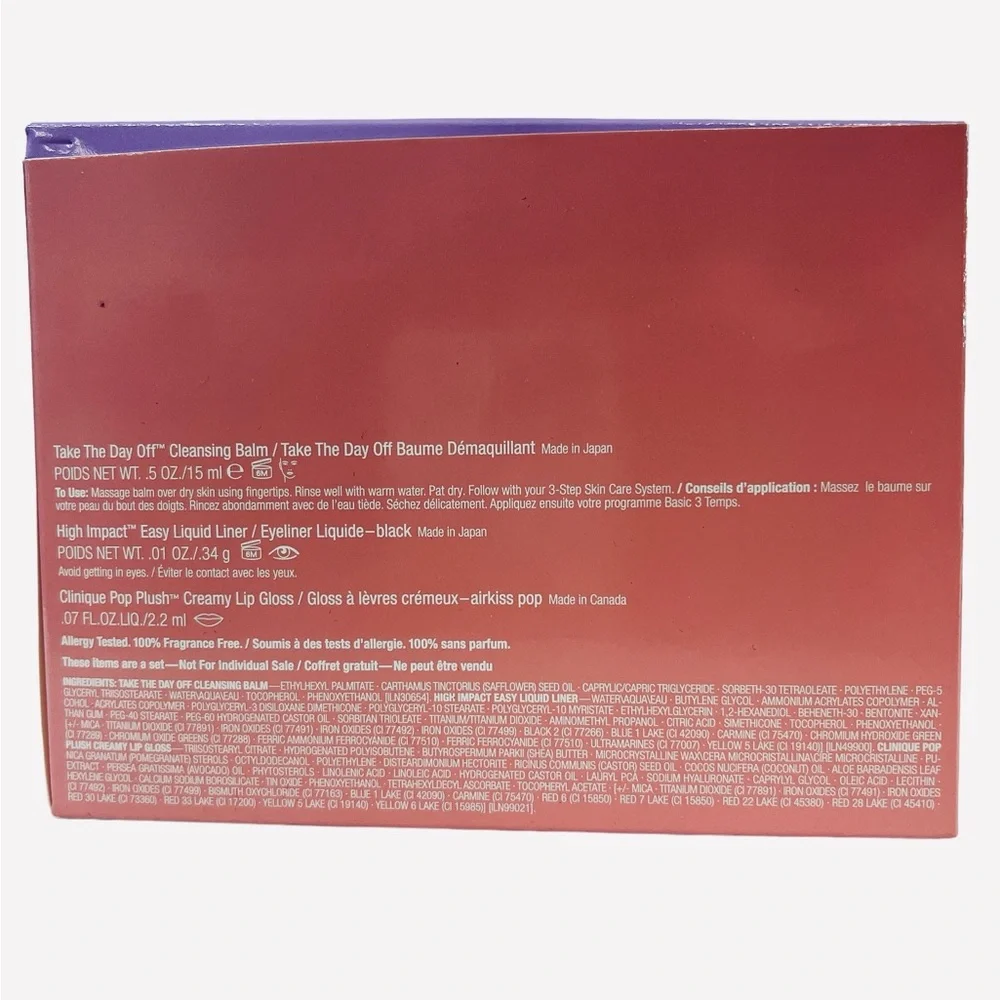 Clinique 3-Pcs Skincare Makeup Deluxe Sample Gift Set Purple/White/Pink Box